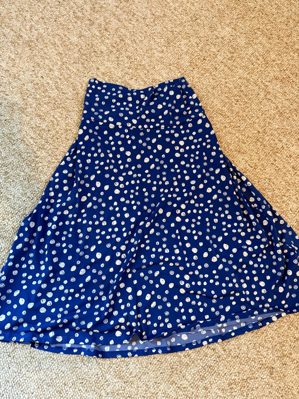 LuLaRoe Royal Blue A-Line Skirt with White Dot Print